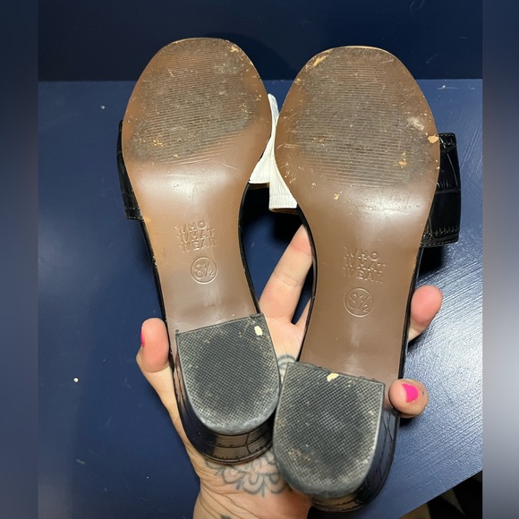 Who What Wear custom painted yin-yang 90s heeled sandals mules pumps - 8.5 - Picture 6 of 6